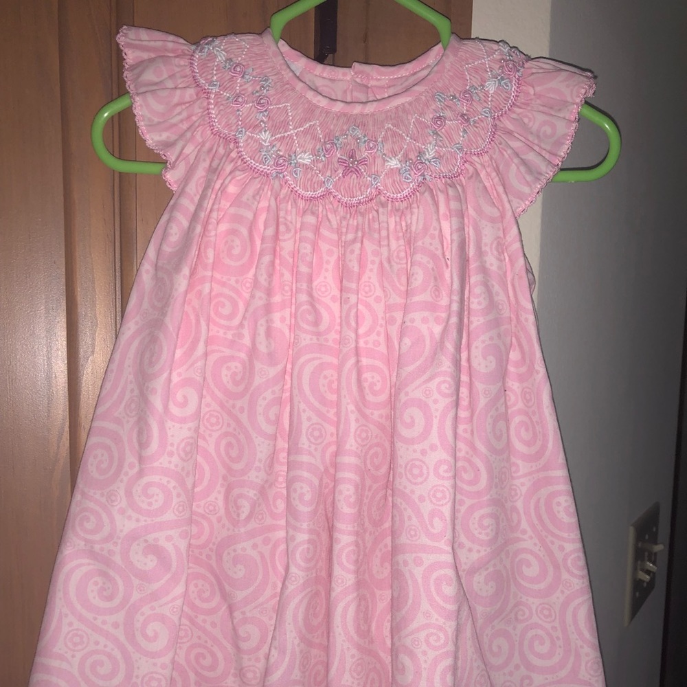 2- size 3 month petit ami dresses, EUC,